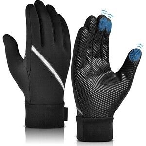 Unisex Winter Gloves w/ Touch Screen Anti-slip Silicone - Black - Small